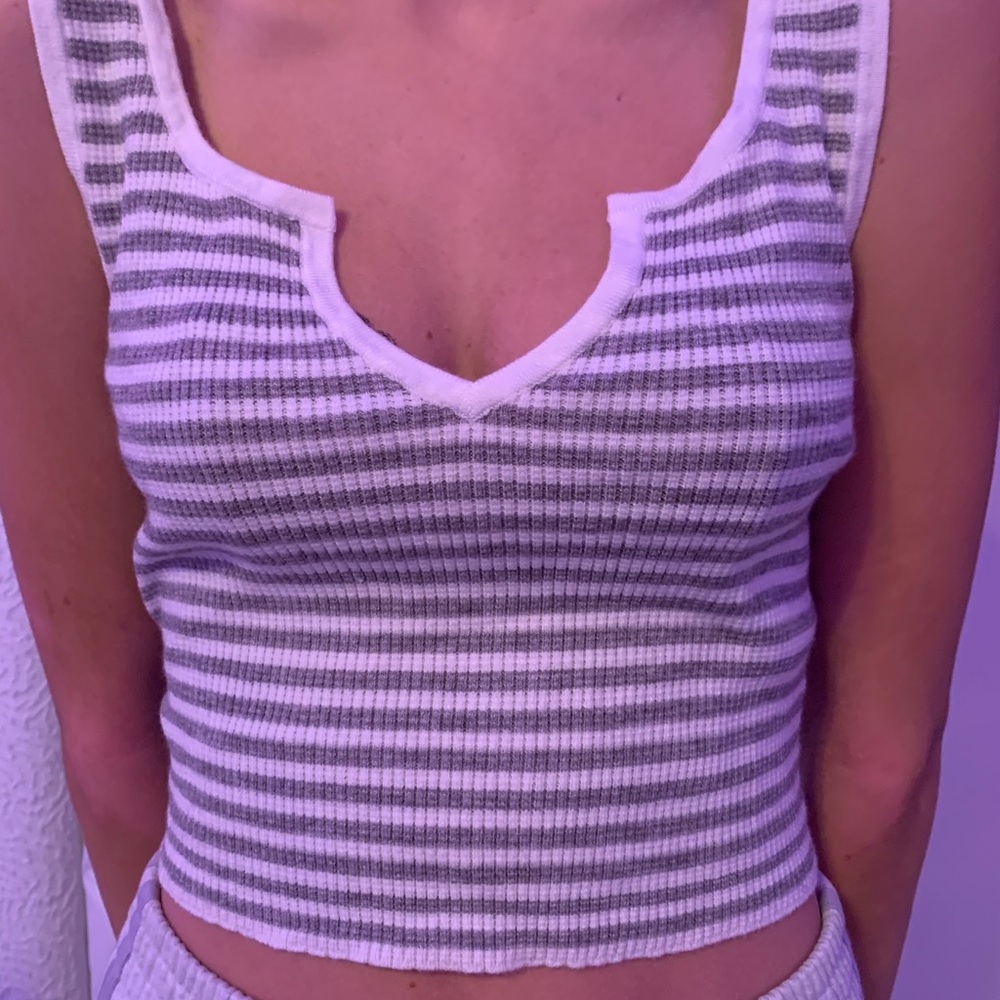PACSUN GREY STRIPED TANK TOP